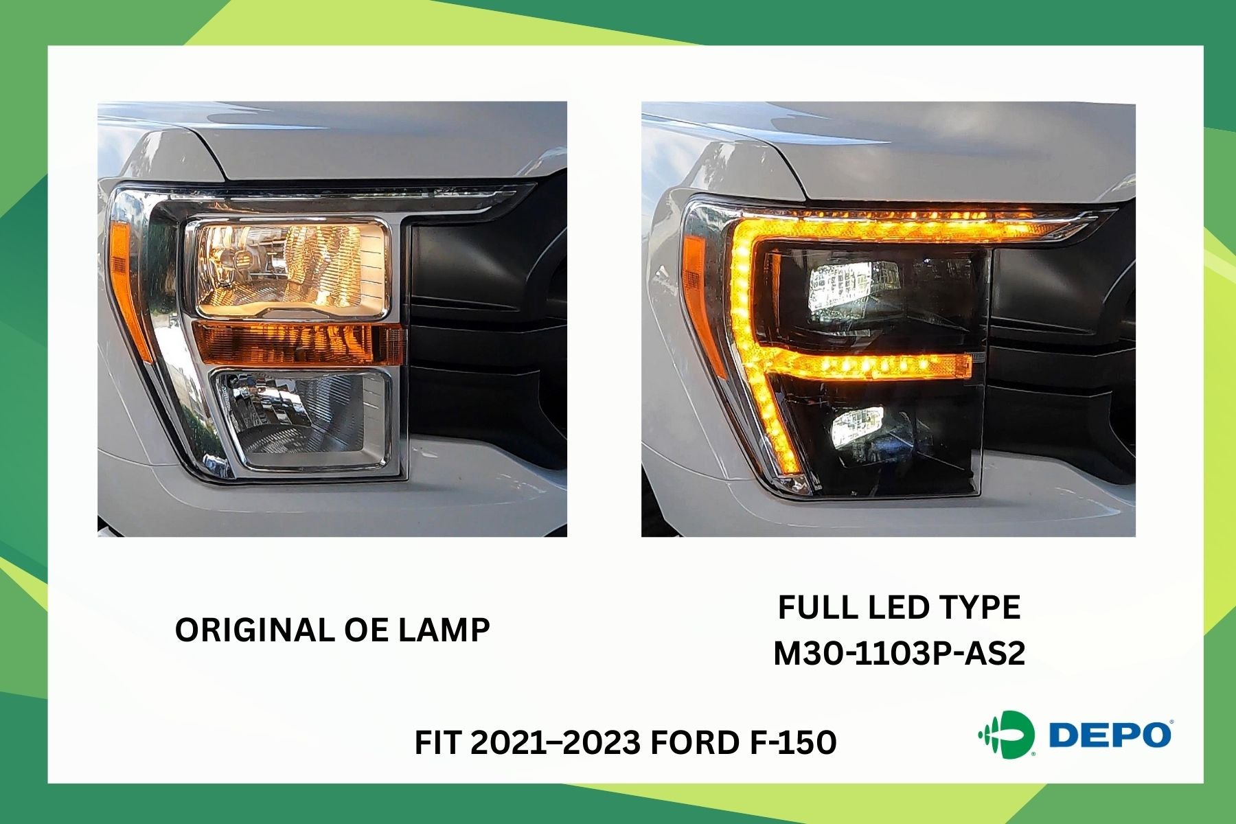 DEPO M30-1103P-AS2 FORD F-150 Full LED Headlamp Performance Set - 0